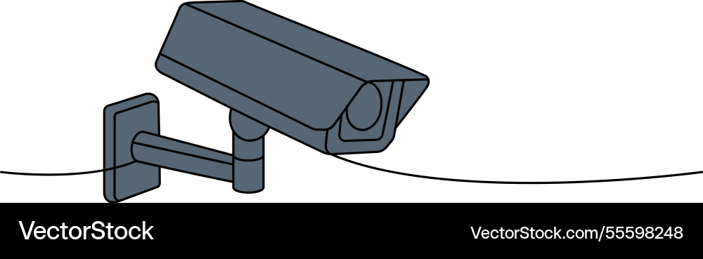 Security camera one line colored continuous Security camera one line colored continuous vector image