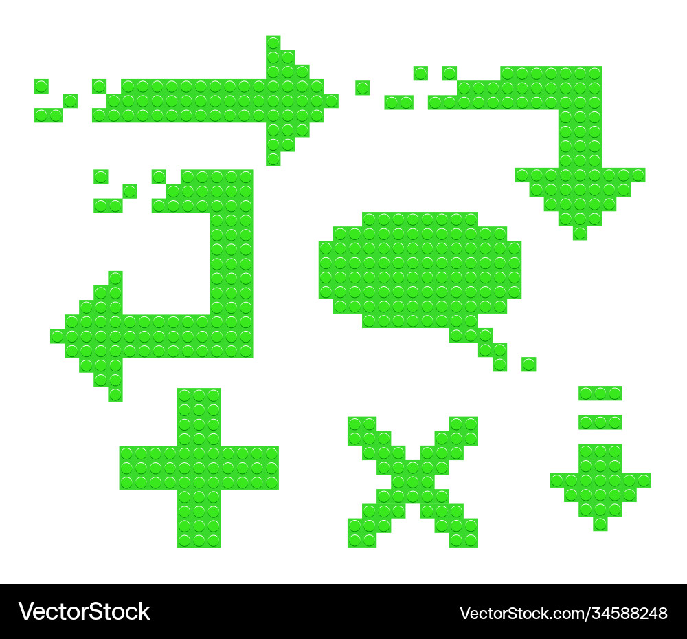 Set green arrow icons from constructor blocks Vector Image
