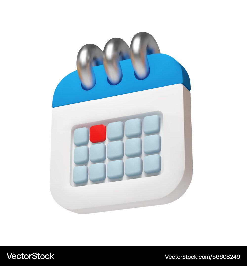 3d calendar icon with marked date for event Vector Image
