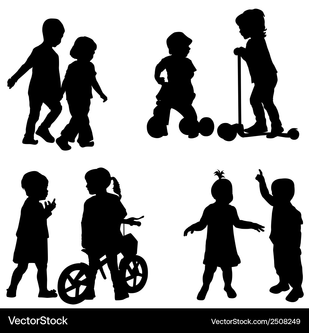 Children Silhouettes - Playful Activity vector image