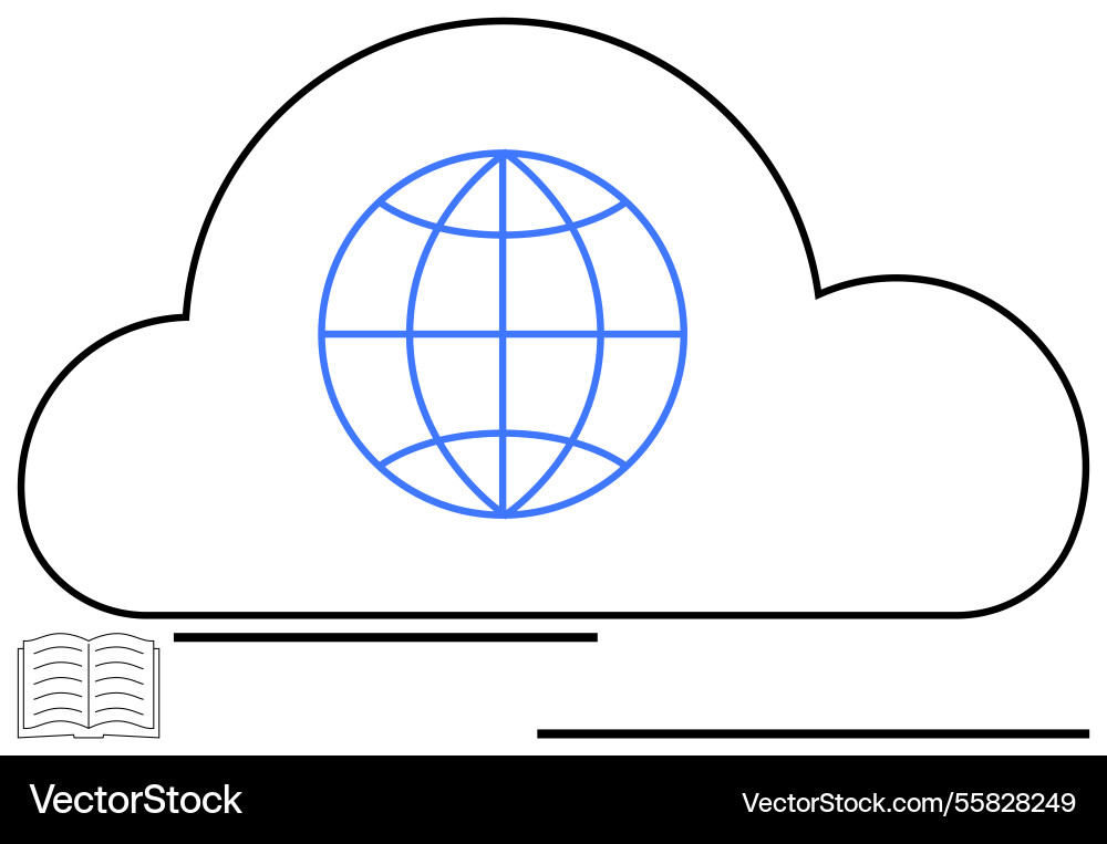 Cloud-based global network concept with open book Vector Image