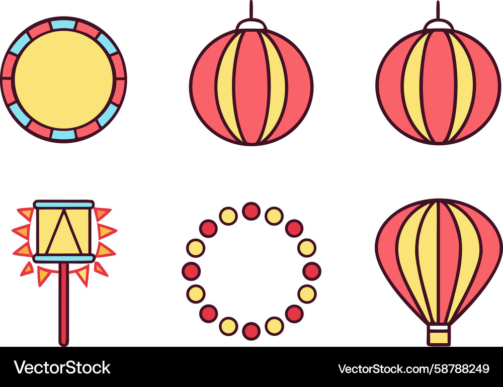 Generate-a-6-icon-colorful-set-named-fest Vector Image