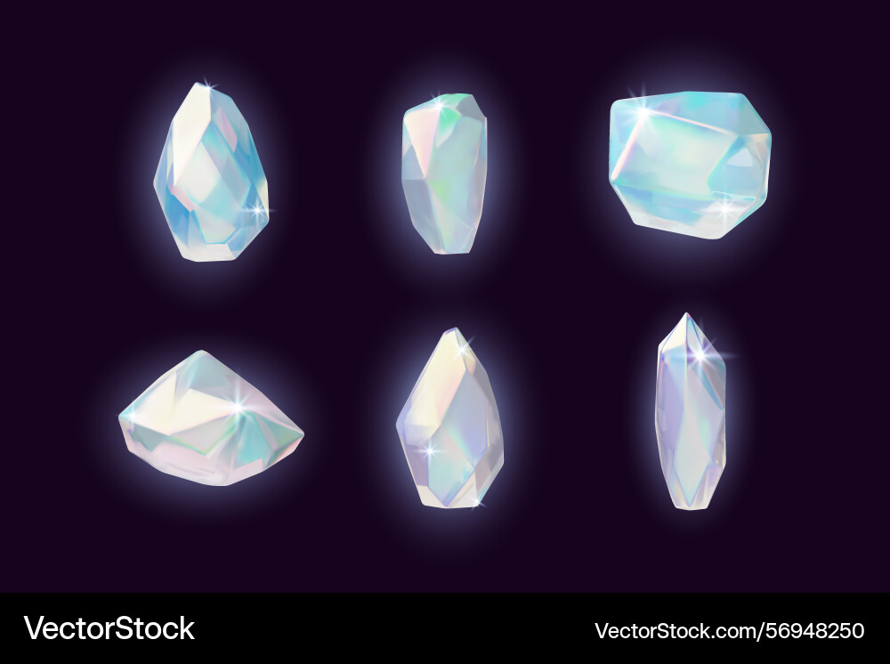 3d set of crystals different shapes 3d set of crystals different shapes Vector Image