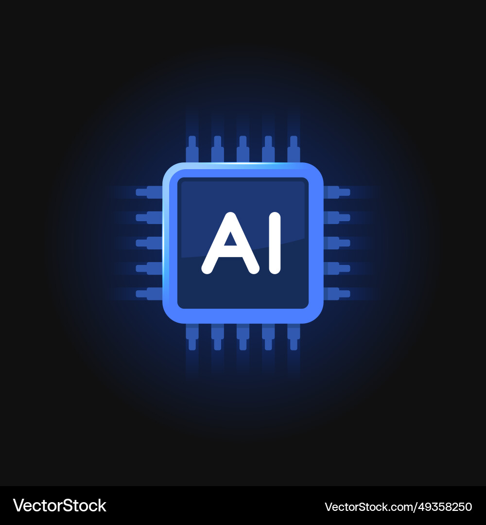 AI Chip Icon - Neural Network Processor vector image