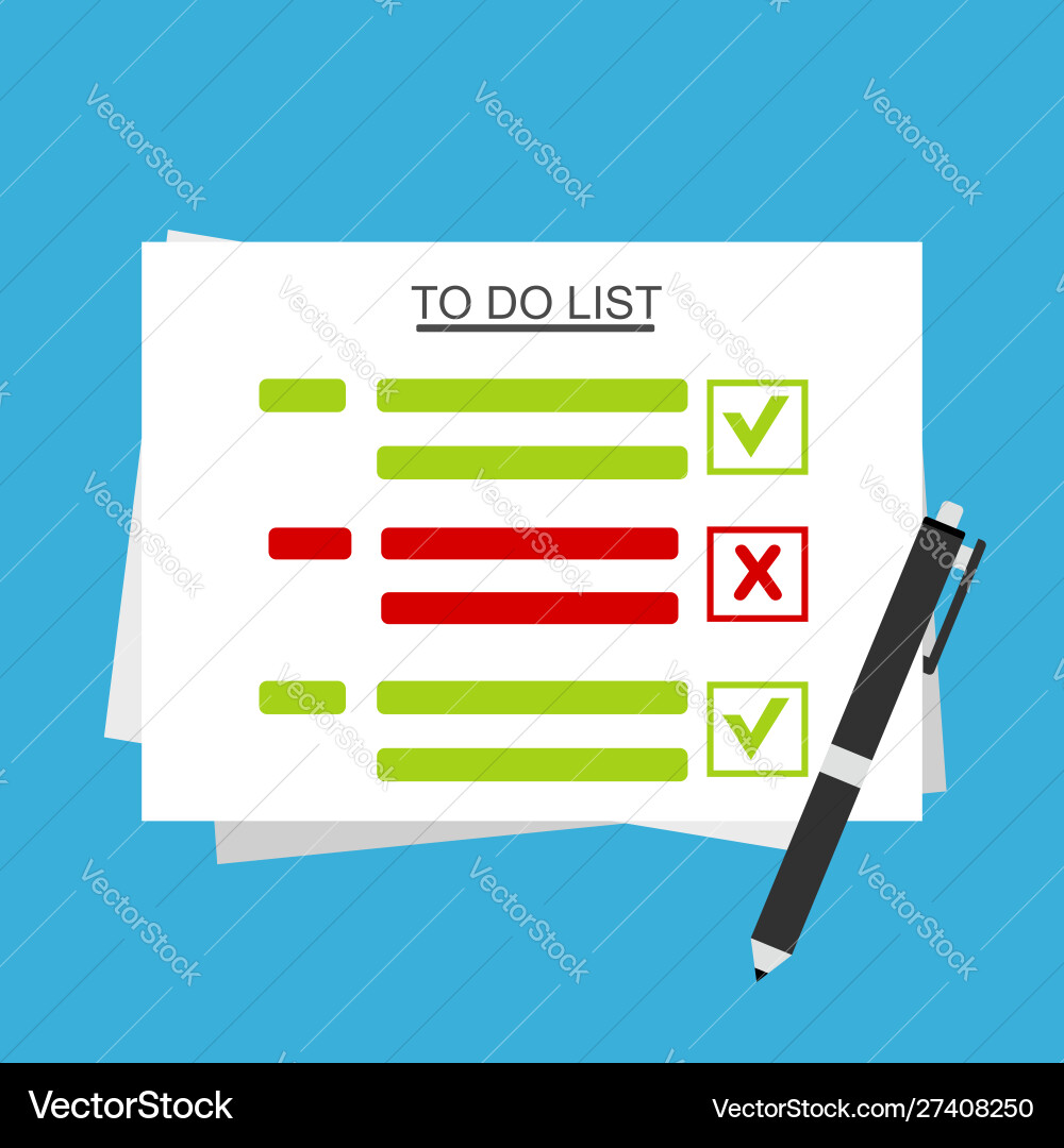 Checklist on to do list form with man signing Checklist on to do list form with man signing vector image