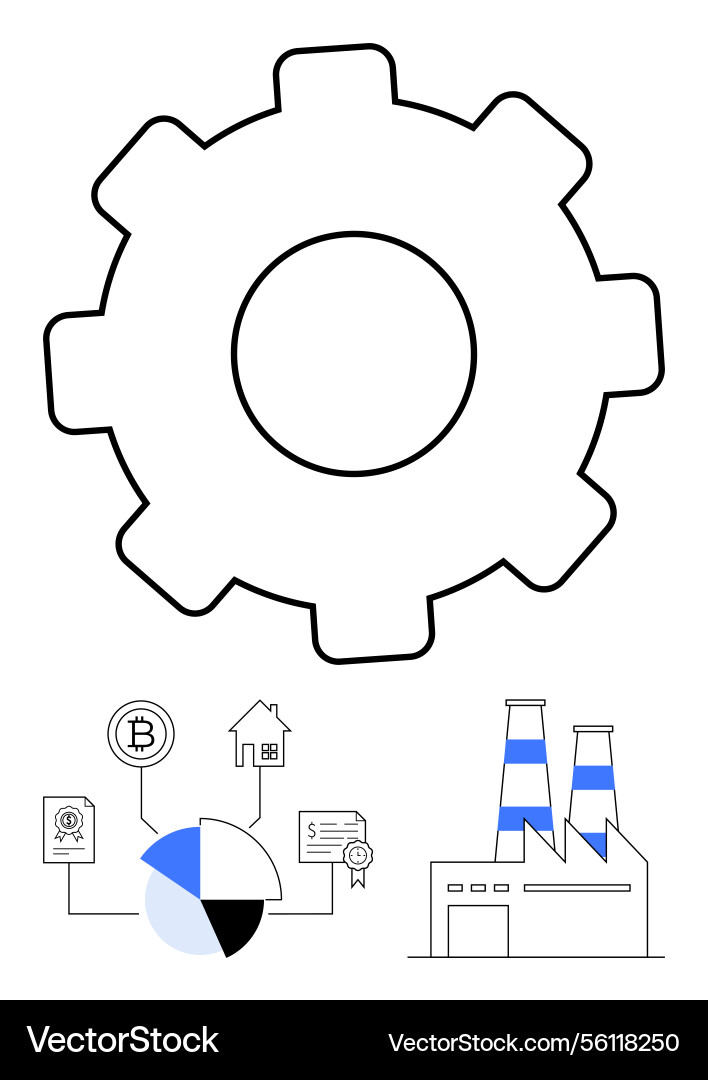 Gear with factory financial data blockchain Gear with factory financial data blockchain vector image