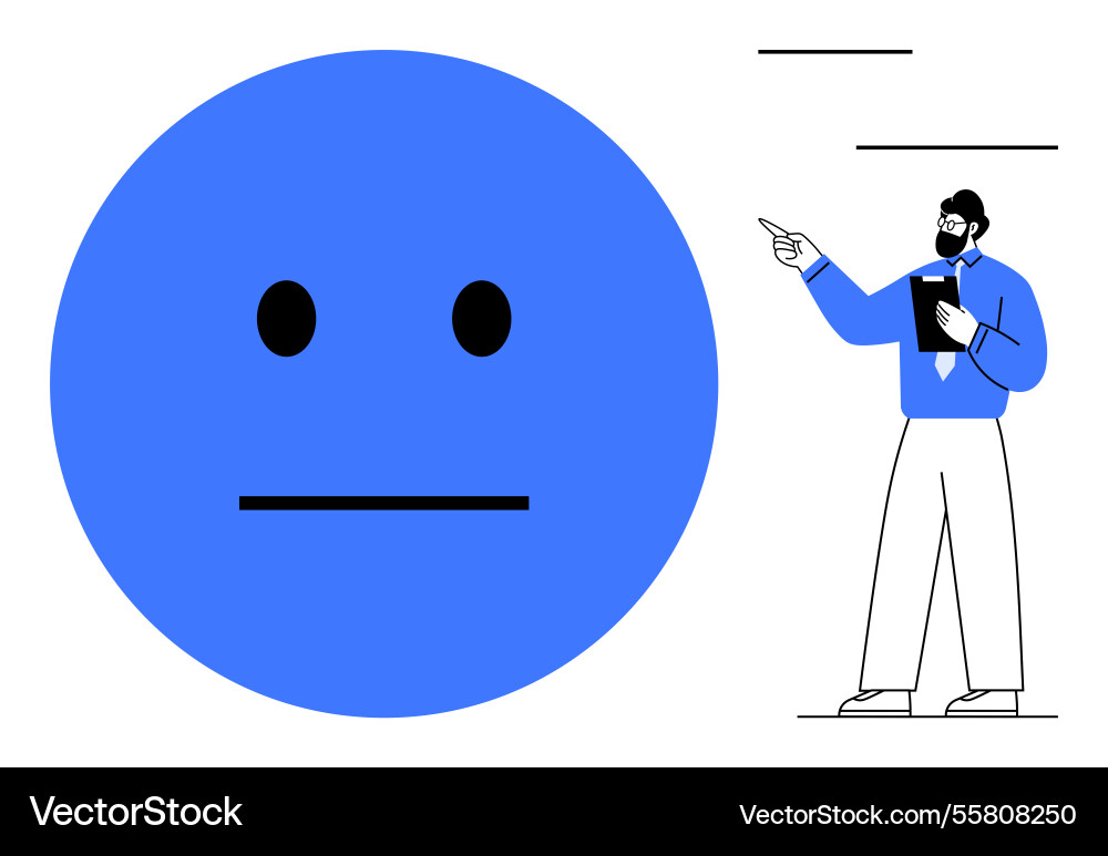 Instructor analyzing neutral expression vector image