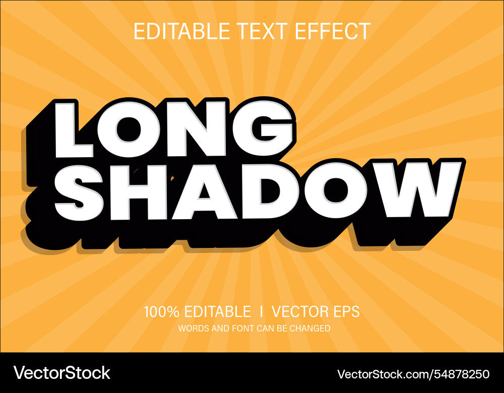 Long shadow text effect with modern style design Vector Image