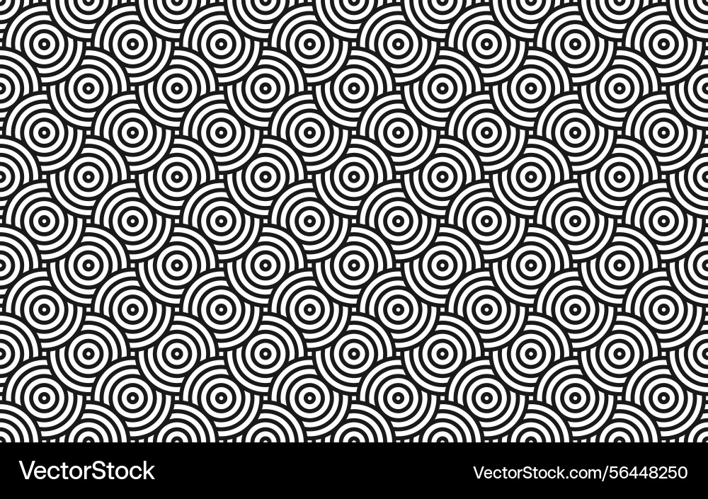 Repeating black circular arc pattern in white grid Vector Image