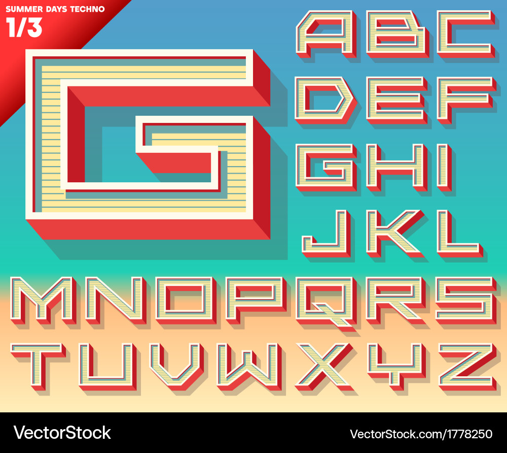 Retro alphabet for summer typography design Vector Image