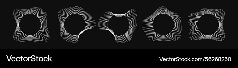 Set of round curved frames with dynamic wavy Set of round curved frames with dynamic wavy vector image