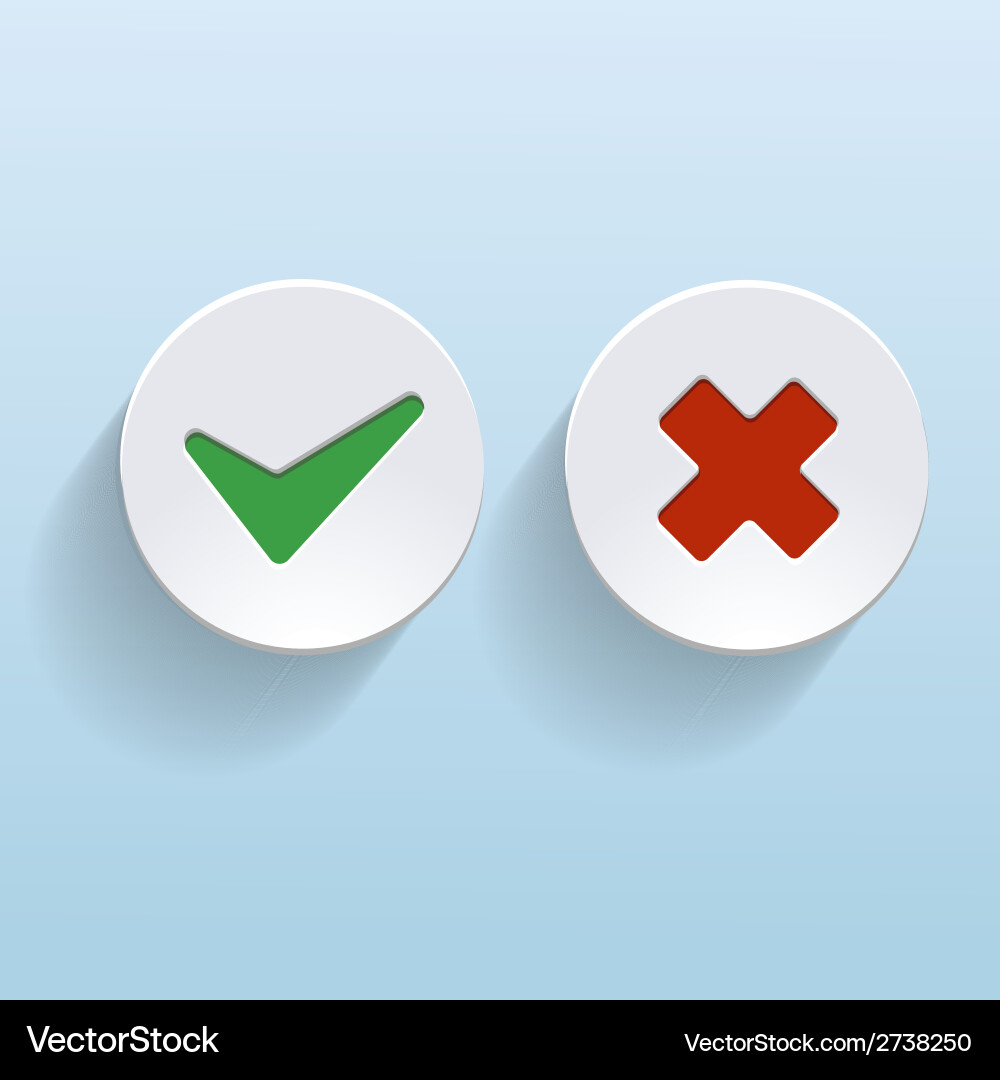Yes and no check marks on circles Vector Image