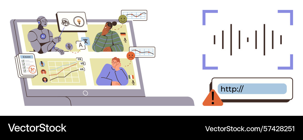 Ai collaboration with data analysis and online vector image