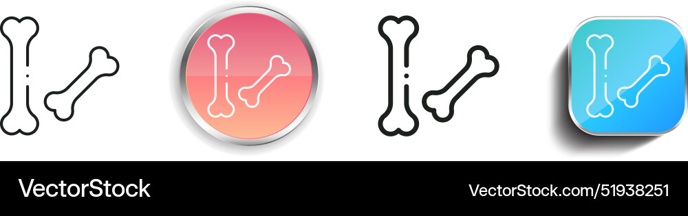 Bones icon thin linear regular and button style Bones icon thin linear regular and button style Vector Image