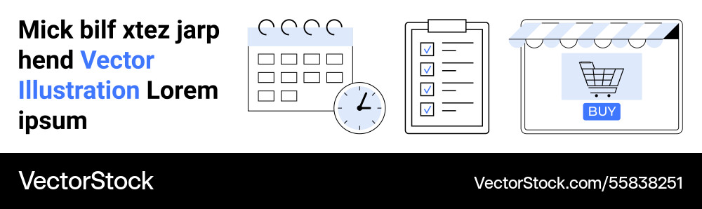 Calendar checklist clock and online storefront Calendar checklist clock and online storefront vector image