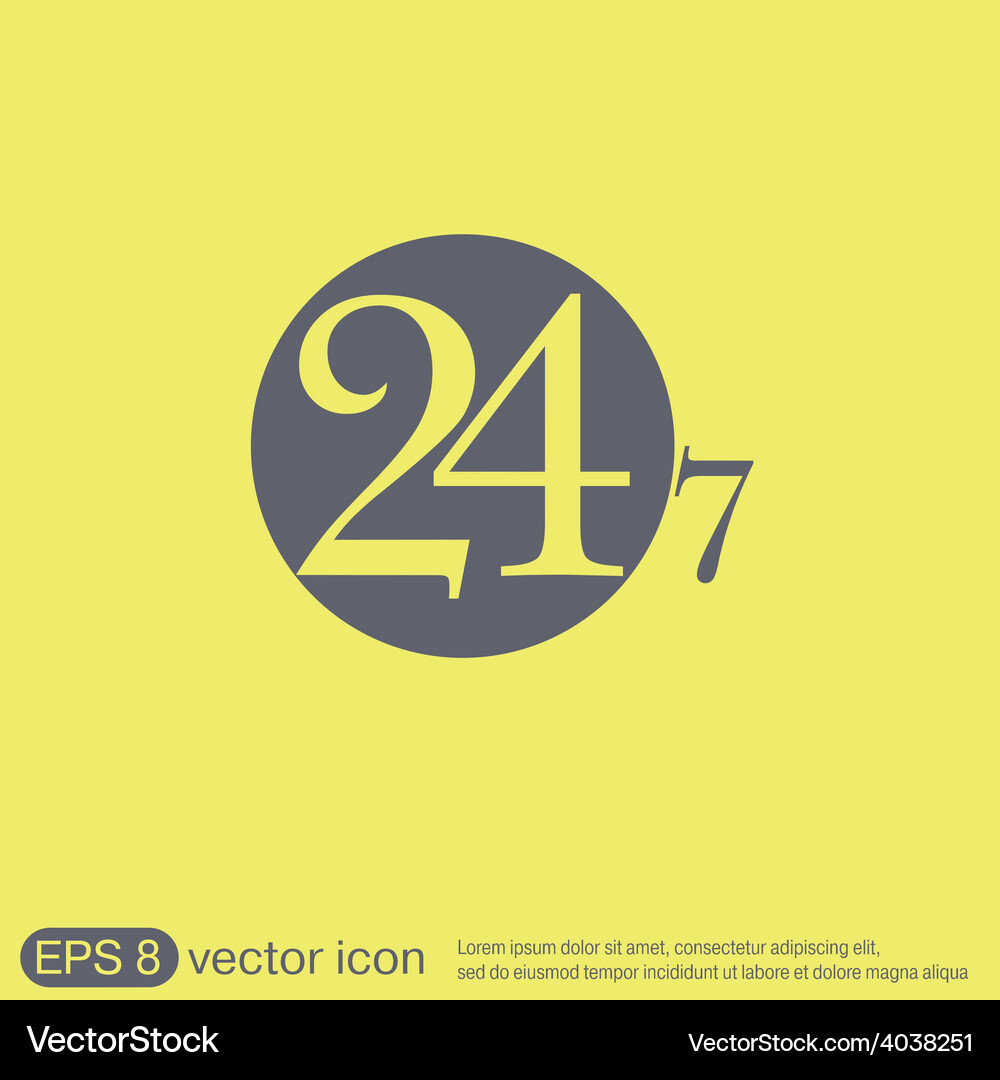 Character 24 7 open hours a day and days Vector Image