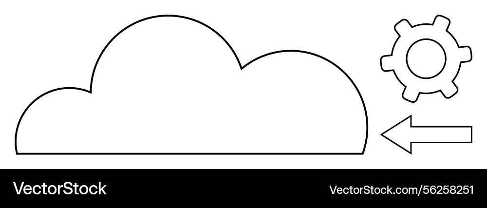 Cloud computing process with configuration gear vector image