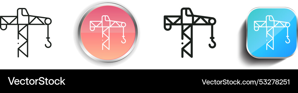 Crane icon thin linear regular and button style Crane icon thin linear regular and button style vector image