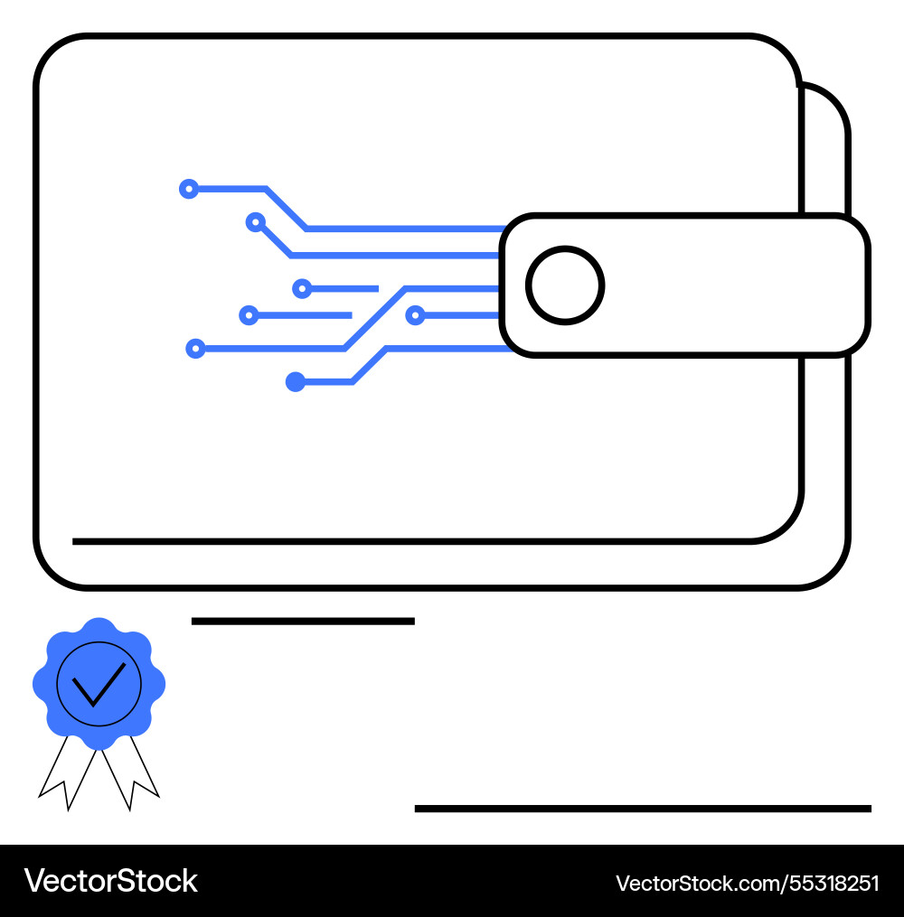 Digital wallet with circuit board design Vector Image