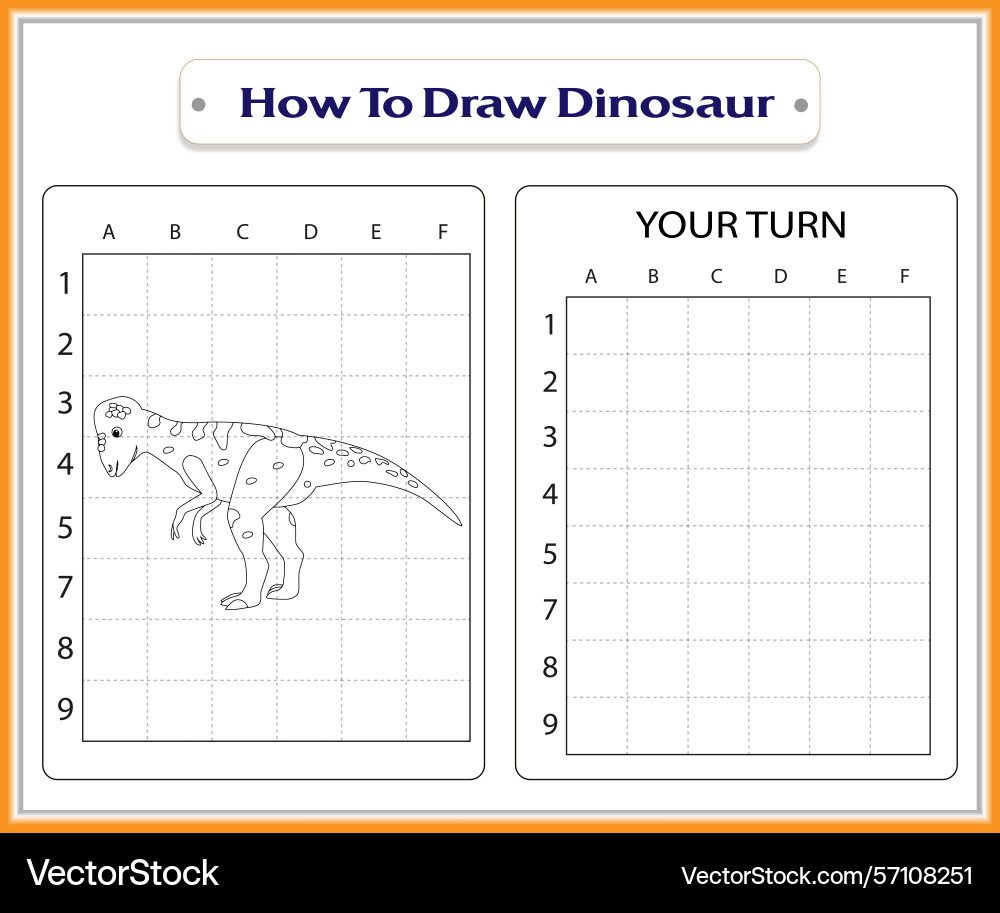 How to draw a dinosaur step by grid tutorial Vector Image