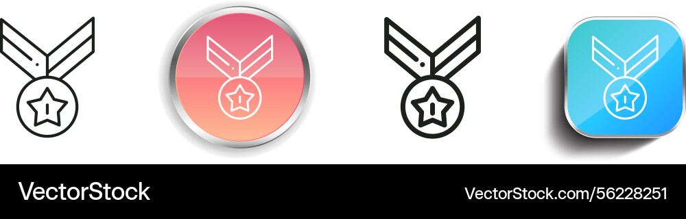Medal icon thin linear regular and button style Vector Image