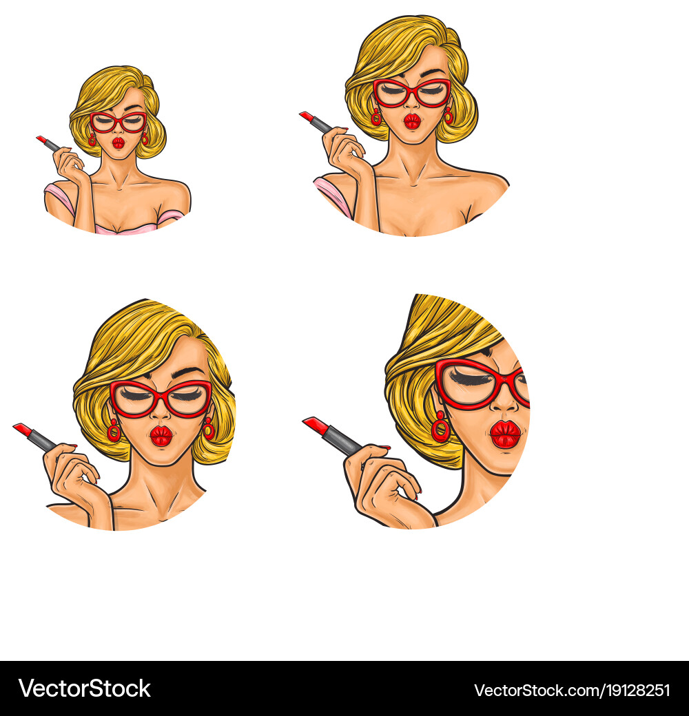 Set of pop art round avatar icons for users Vector Image