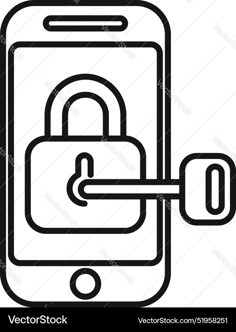 Smartphone security system unlocking with key Smartphone security system unlocking with key vector image