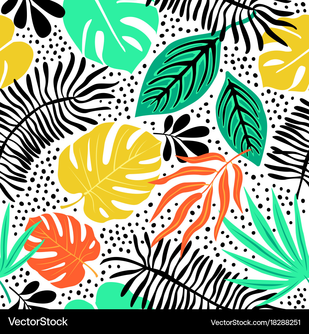 Tropical Exotic Plant Pattern vector image