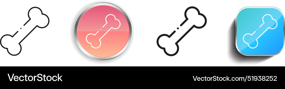 Bones icon thin linear regular and button style Bones icon thin linear regular and button style Vector Image