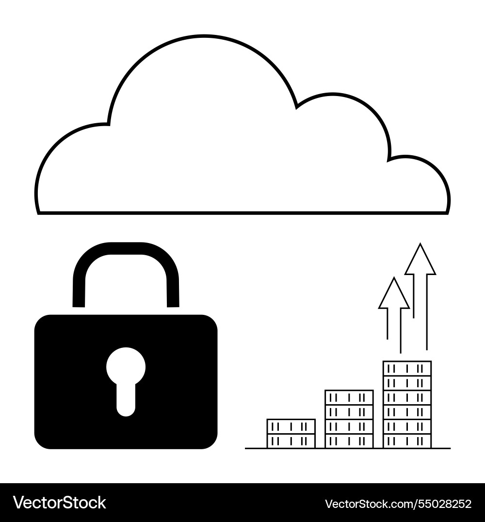 Cloud storage security with lock symbol Royalty Free Vector