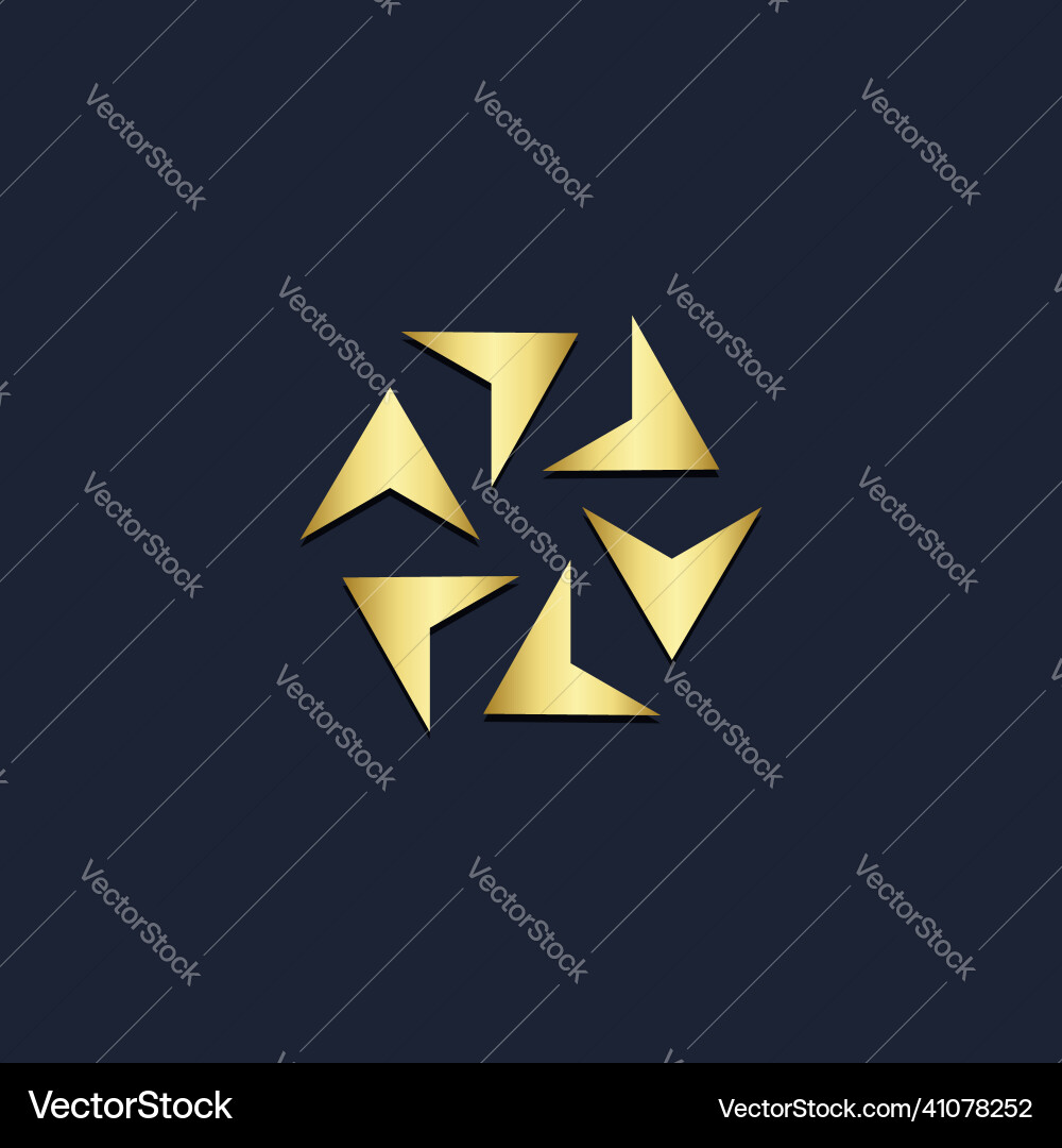 Cursor arrow circle gold logo Royalty Free Vector Image