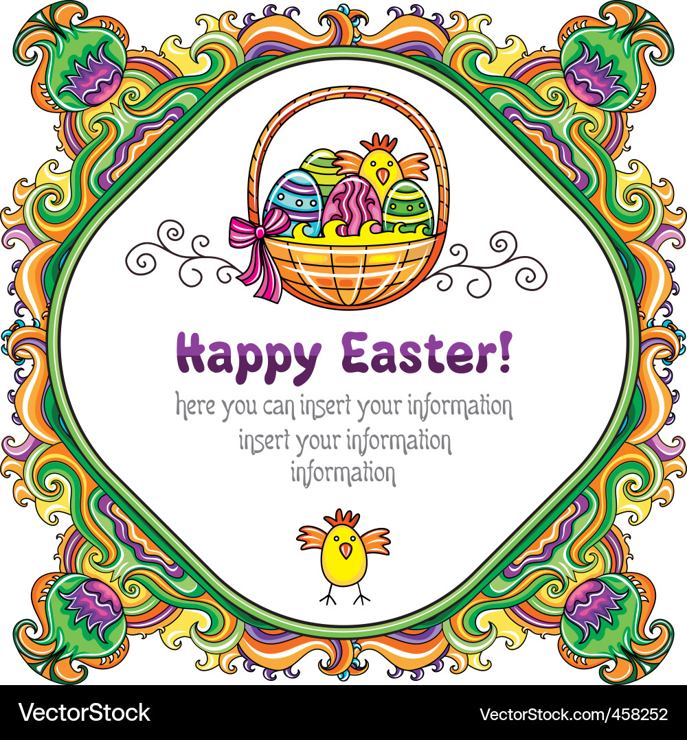 Easter Frame with Floral Elements vector image