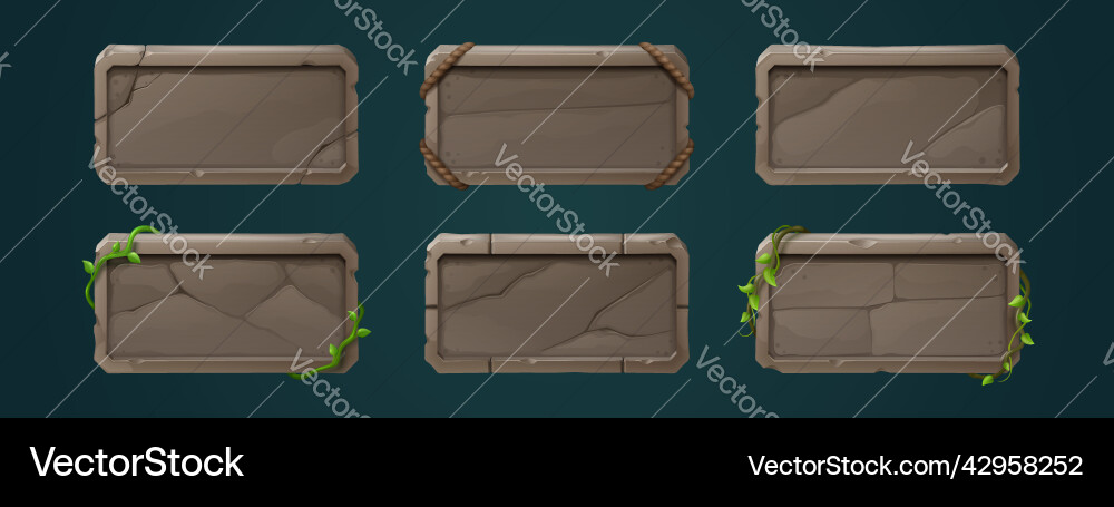 Game stone buttons rectangular ui level frames Game stone buttons rectangular ui level frames vector image