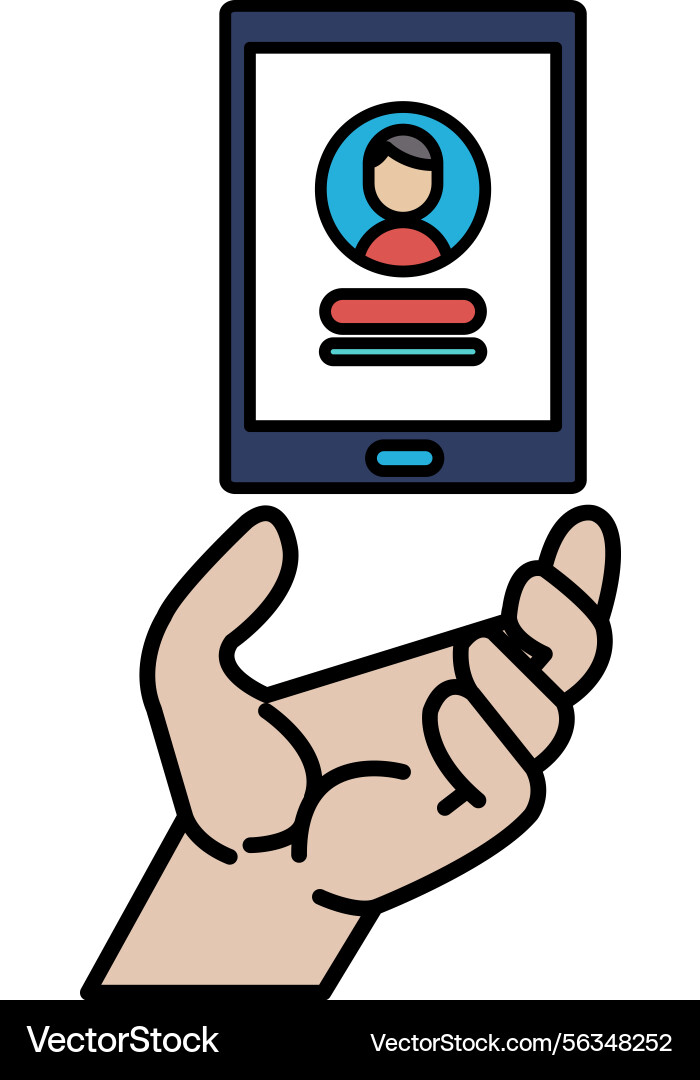Hand halten Handy mit Personen Gesicht Hand halten Handy mit Personen Gesicht vektorbild