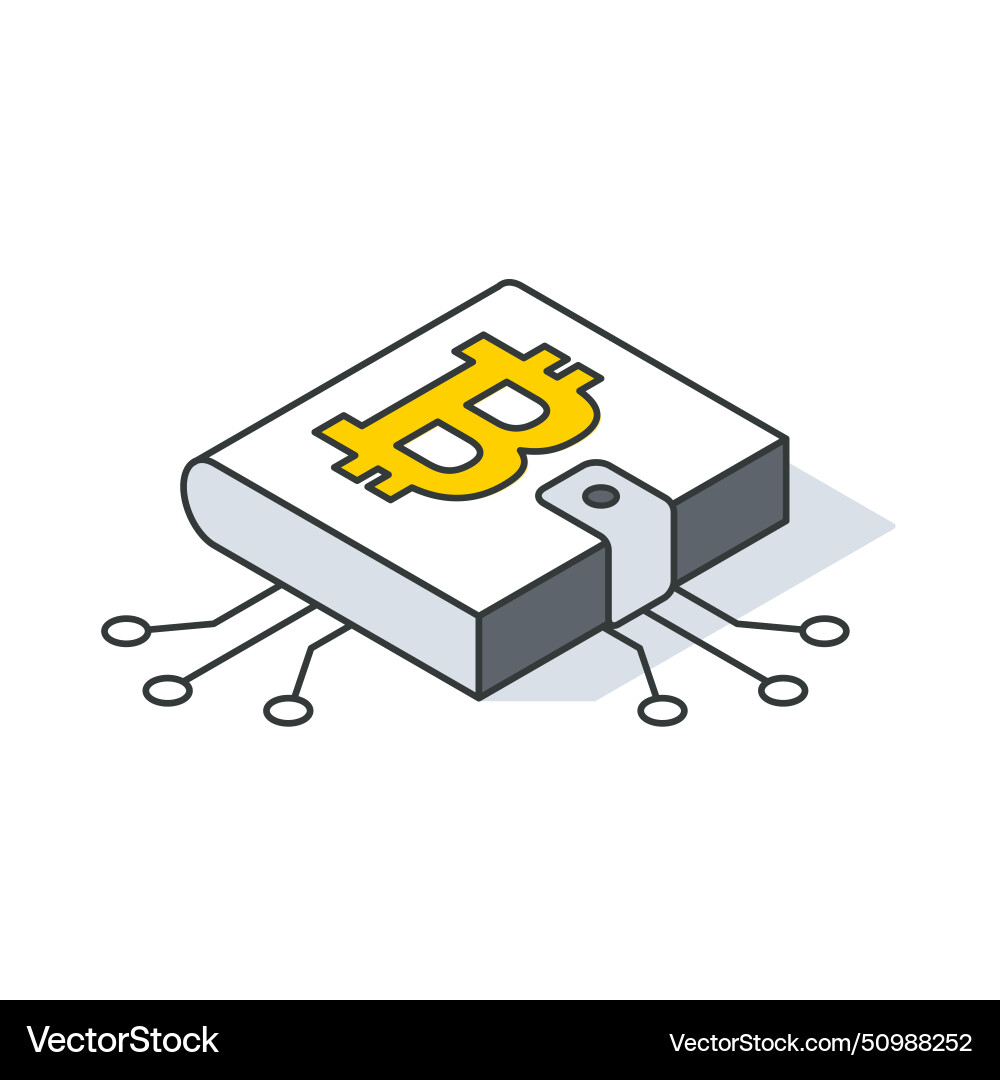 Isometric of a wallet with bitcoin Isometric of a wallet with bitcoin vector image