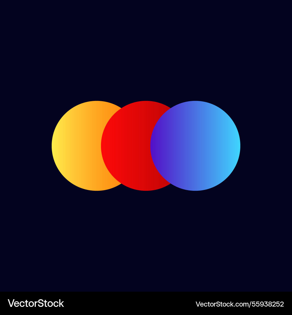 Overlapping three color circles create engaging vector image