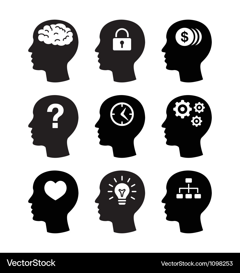 Brain Icon Set - Thinking Concepts vector image