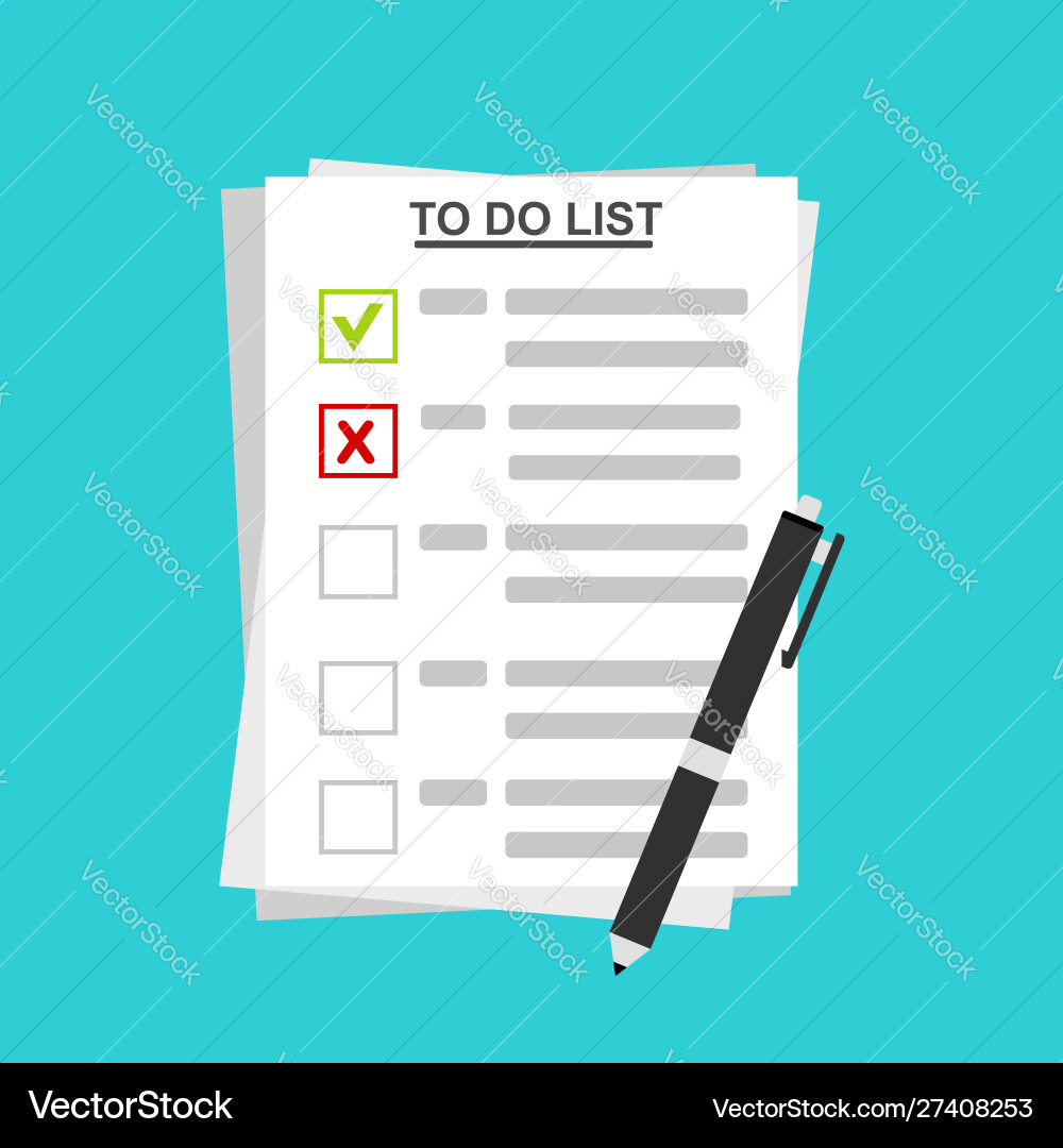 Checklist on to do list form with man signing Checklist on to do list form with man signing vector image