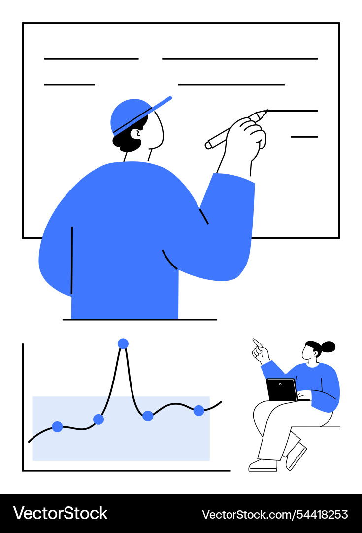 Collaborative learning and data analysis in modern Collaborative learning and data analysis in modern vector image