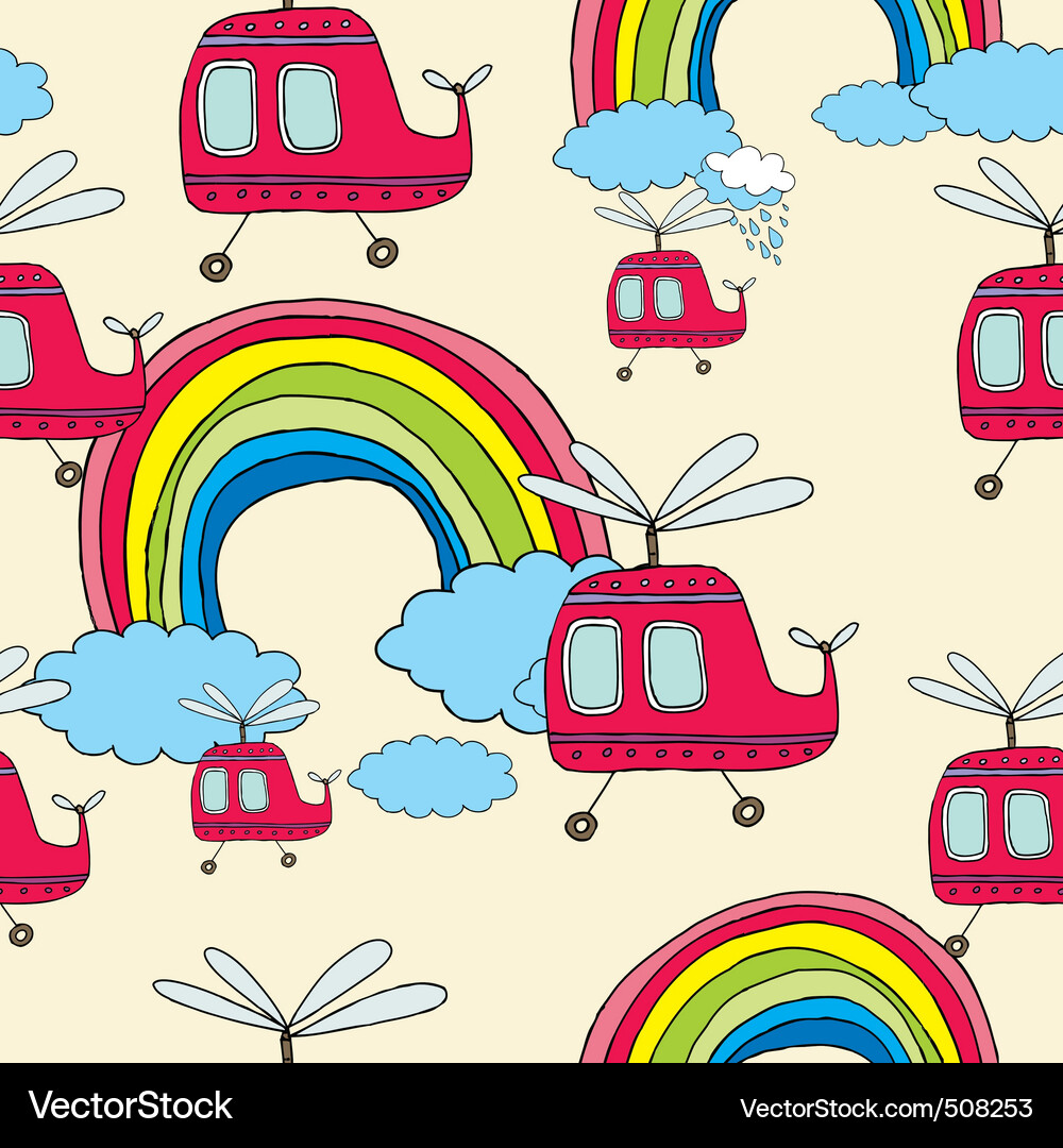 Colorful Helicopter Rainbow Pattern Vector Image