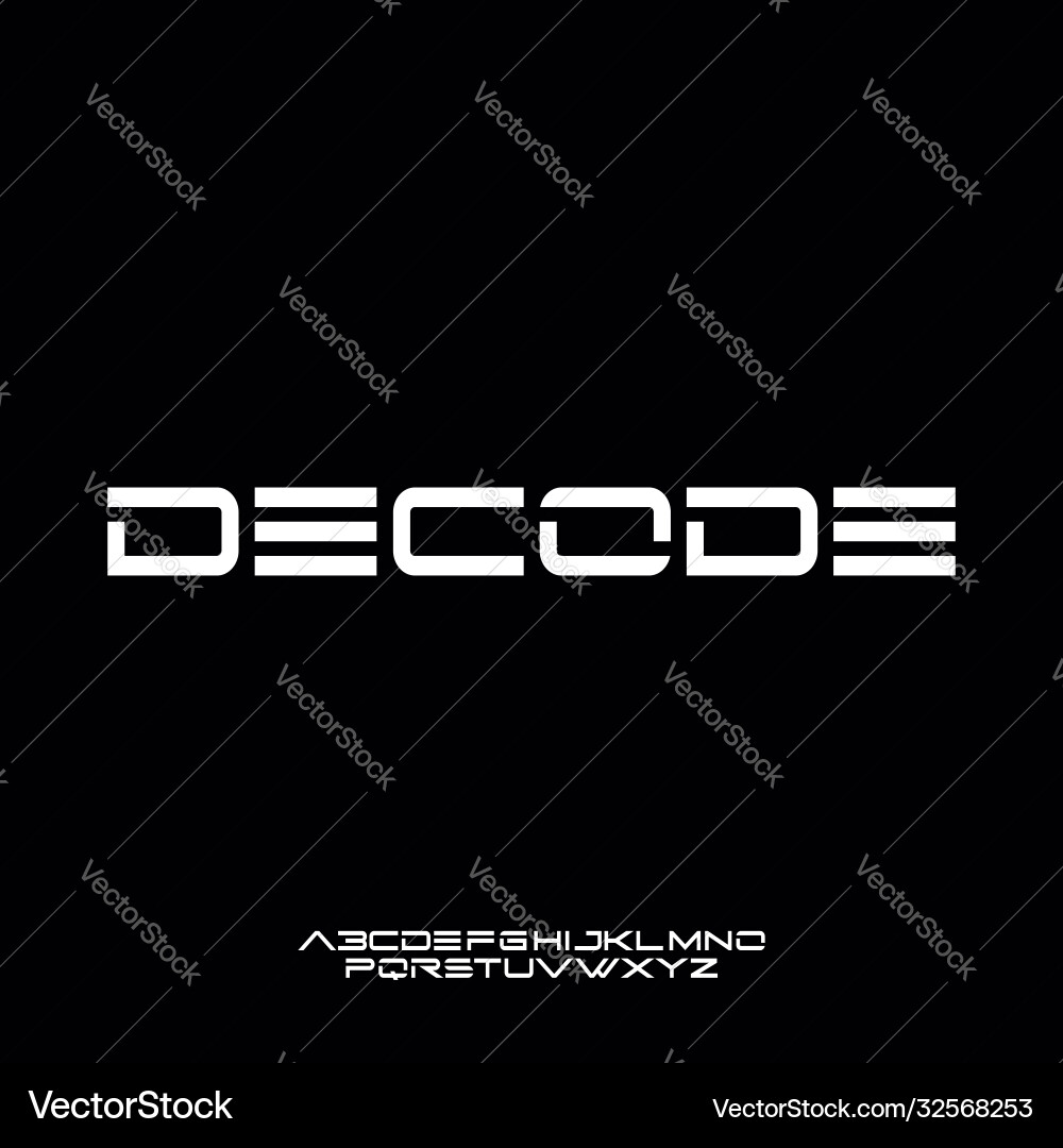 Decode futuristic geometric font display typeface vector image