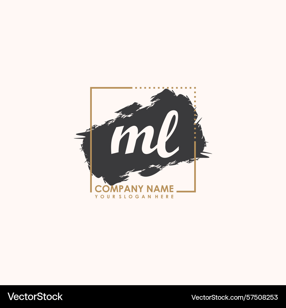 Handwriting initial ml logo with brush Vector Image