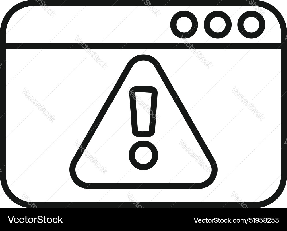 Website showing error message with exclamation Website showing error message with exclamation vector image