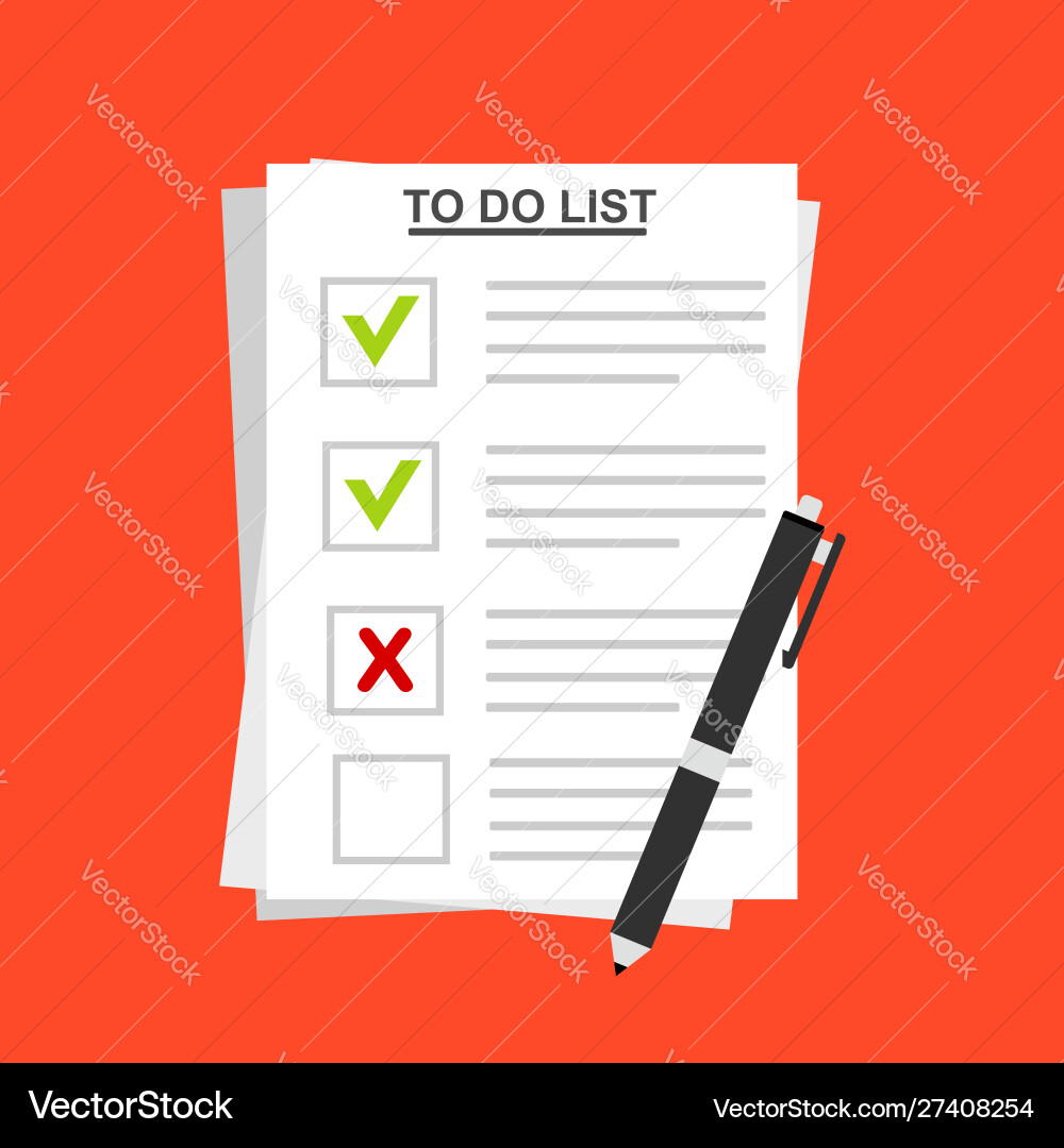Checklist on to do list form with man signing Checklist on to do list form with man signing vector image