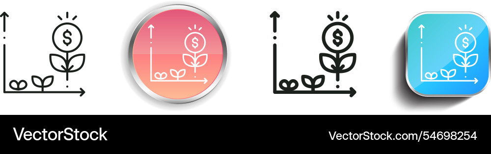 Growth icon thin linear regular and button style vector image