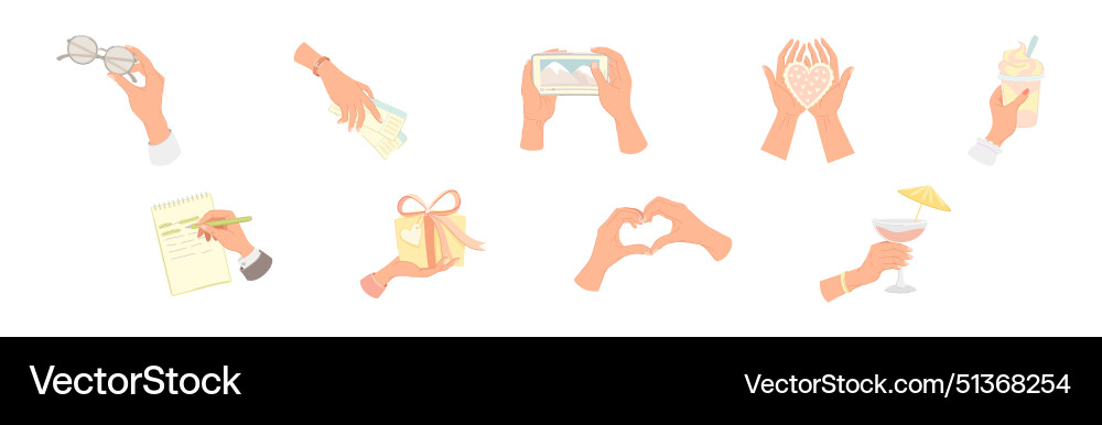 Hand holding different object and thing Hand holding different object and thing vector image