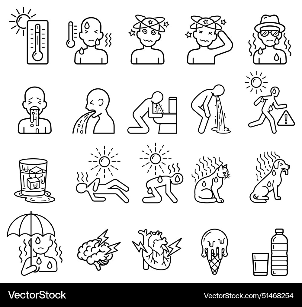 Heat stroke line icon Heat stroke line icon vector image