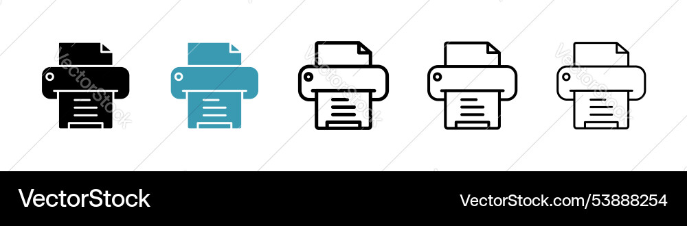 Print button icon set Vector Image