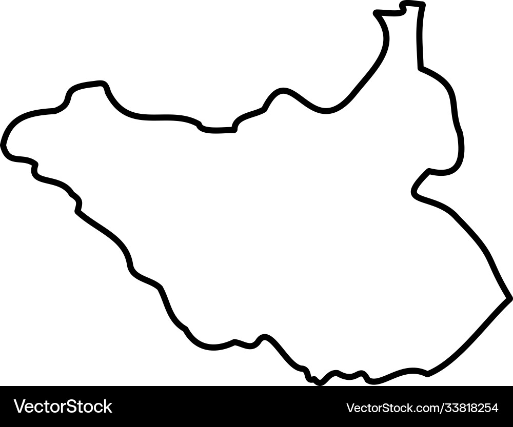 South sudan - solid black outline border map Vector Image