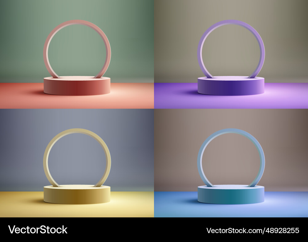 3d realistisches Podium mit Kreisrahmen minimal 3d realistisches Podium mit Kreisrahmen minimal vektorbild